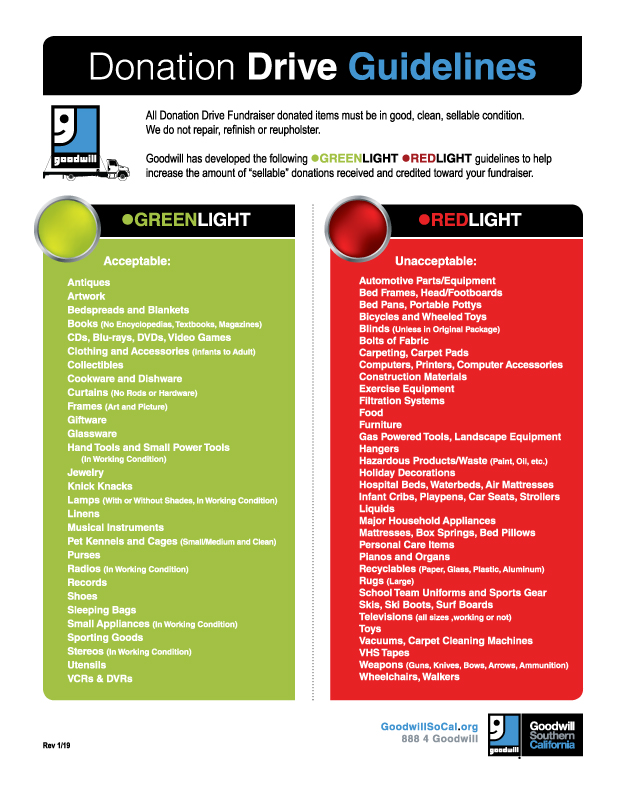 2019 Goodwill Acceptable Items